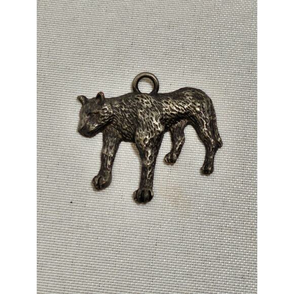 Vintage Black and Grey Pewter Panther Pendant 1.5 inch - Picture 1 of 5